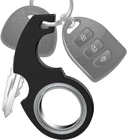 Black Keychain Spinner Fidget Ring Toy,Keychain Spinner Fidget Ring Metal Key Chain Spinner Fidget Ring Type Toy for Man Women and Kids Fidget Spinners