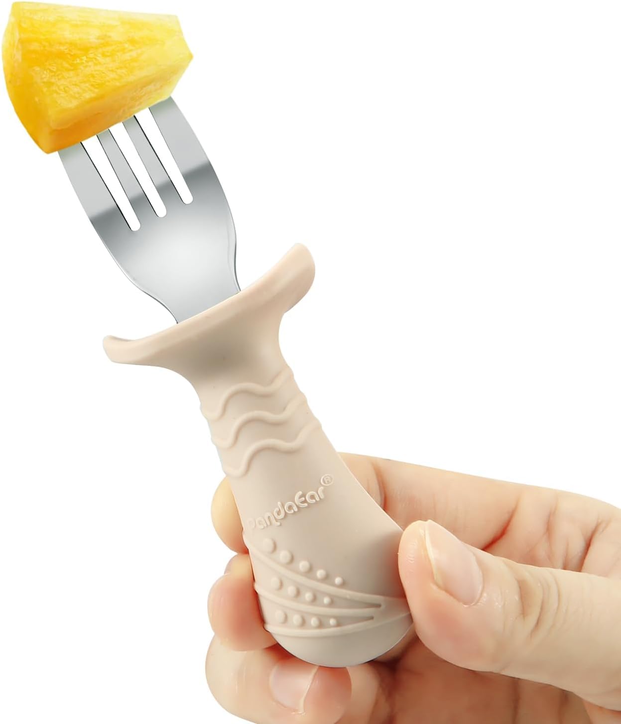 PandaEar Baby Toddler Fork and Spoon Utensil Set, 6 Pack Silicone Stainless Steel Silverware Spoon Fork for Babies Toddler, BPA Free with Silicone Holding Anti-Choke Design (Green Blue Brown)