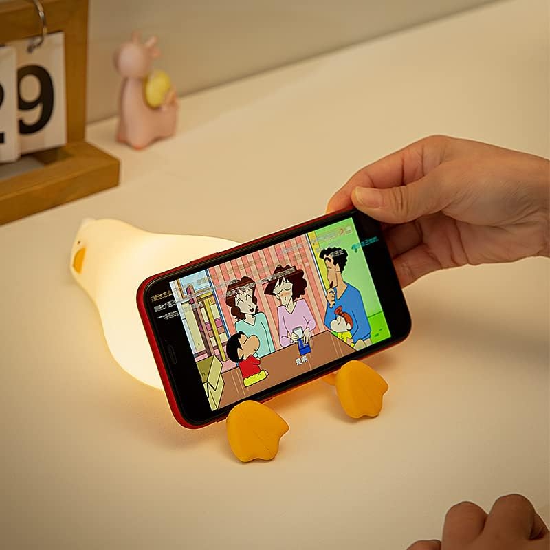 Lying Flat Duck Night Light, 3 Level Dimmable LED Nursery Nightlight,Cute Lamps Silicone Light Up Duck,Rechargeable Bedside Touch Lamp for Breastfeeding Toddler Baby Kids Decor