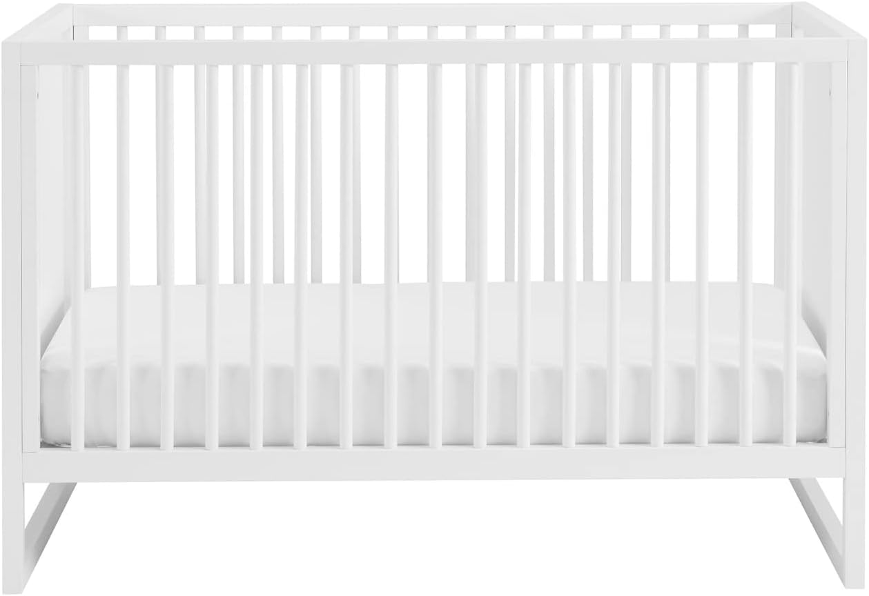 Nurture& The Crib - Baby, Toddler Convertible Crib | Sustainable Non-Toxic Materials | 3 Adjustable Heights - Grows with Your Baby (Toddler Guardrail NOT Included) (White)