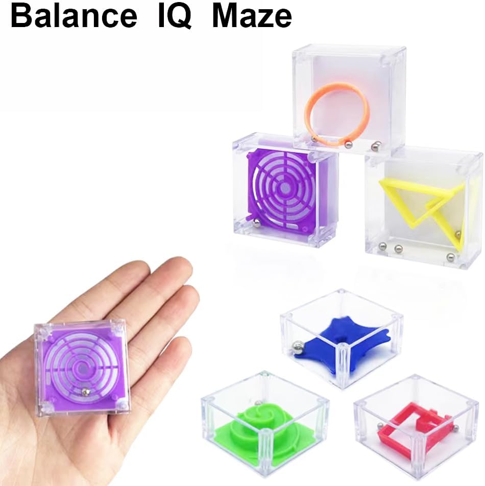 24 Pcs Balance IQ Maze Game,Mini Maze Cube Puzzle Box 3D Brain Maze Toy Puzzles Party Favor Games, Ideal Prizes Gifts for Kids and Adults