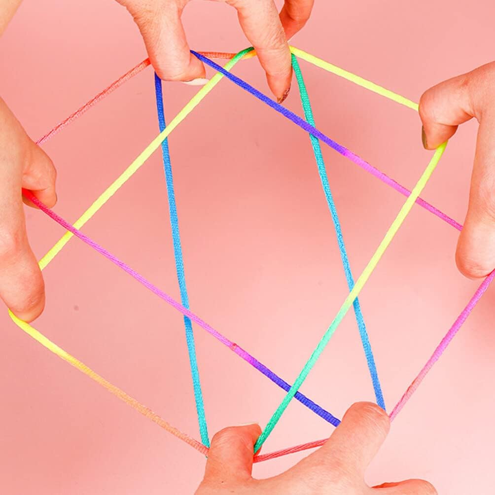 1 Set Colored Rope Finger Rope Toys Kids Toys Hand Game Toys Cats Cradle Hand Game Rope Kids Playthings Cradle Rope Game Finger Traps for Kids Finger Playthings Party Supplies