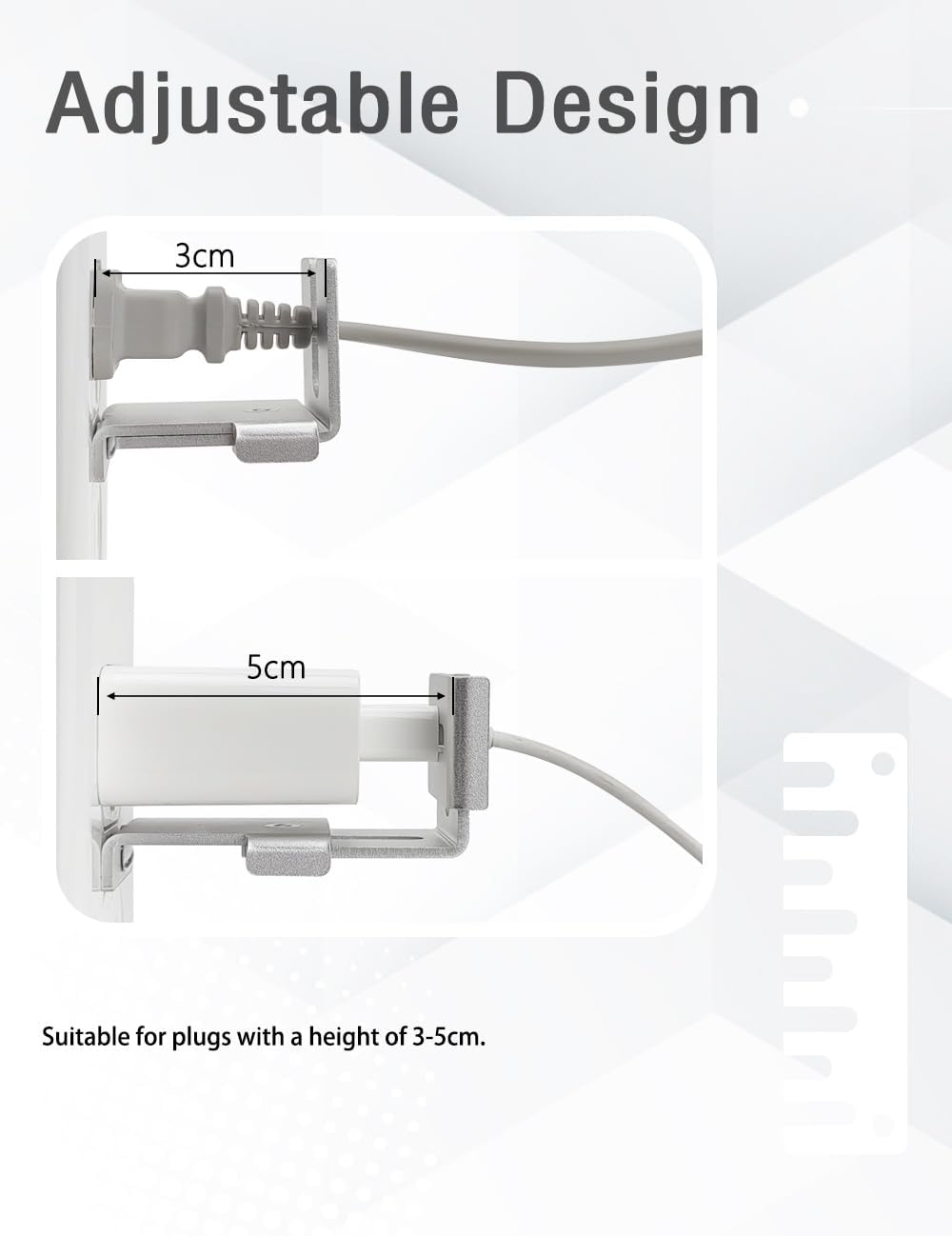 Charger Lock to Outlet, ILIVABLE Adjustable Metal Outlet Lock, Firmly Secures Power Plug from Unplugging (Silver, 1 Pack)