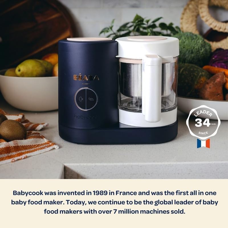 BEABA Babycook Neo Baby Food Maker | Non-Toxic Glass & Stainless Steel | Trusted by Celebrity Moms | Sustainable Baby Food Processor | Global Leader| 34 Servings in 20 Mins