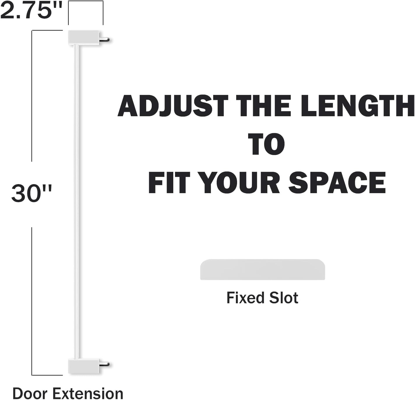 Baby Gate Extentions White - 30" Tall Extra Wide Dog Gate Extender, 2.75" Width Pet Door Accessories for Doorway & Stairs, Pressure Mounted Indoor Satefy Gates No Drilling