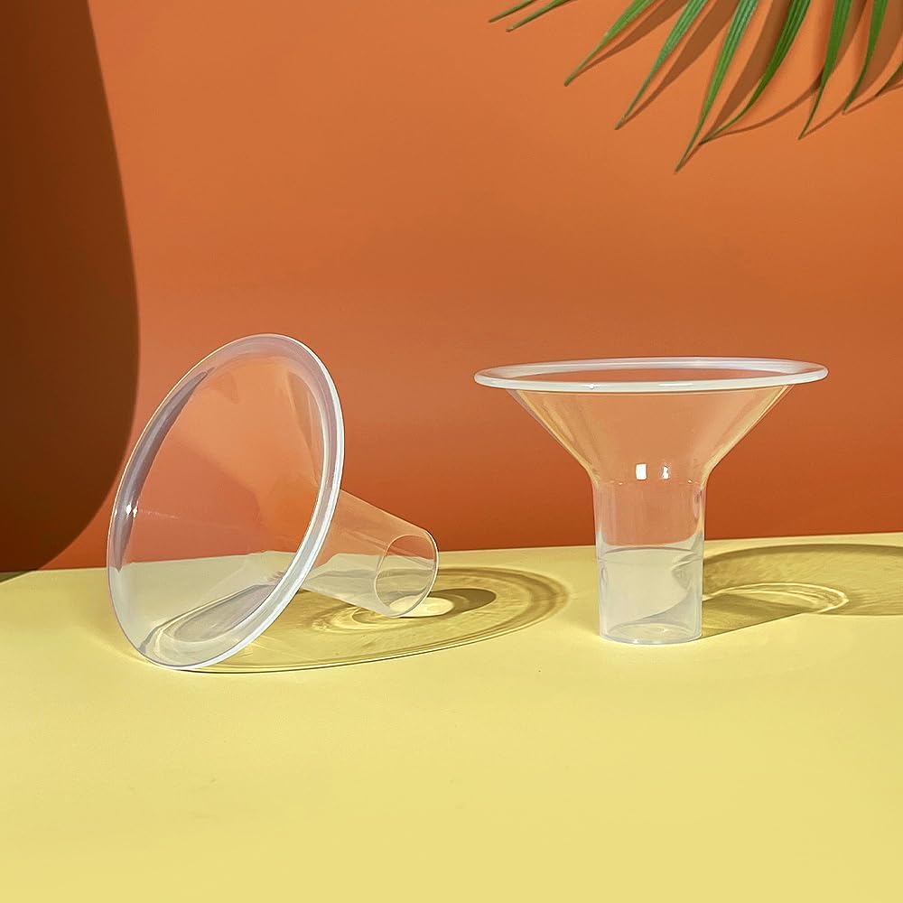 PumpMom 24mm Breast shields for Medela Breast Pump parts, Replace Flange compatible with Medela Accessories, Not Original PersonalFit Flex Breast Shield, Not Original Freestyle Pump Parts, 2pcs (24mm)