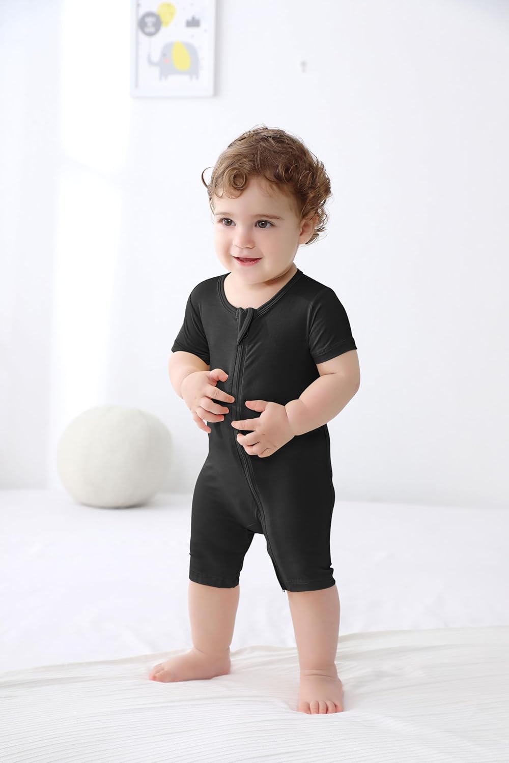 GUISBY Rayon made from bamboo Baby Pajamas Short Sleeve Footless Rompers 2 Way Zipper Sleeper for Baby