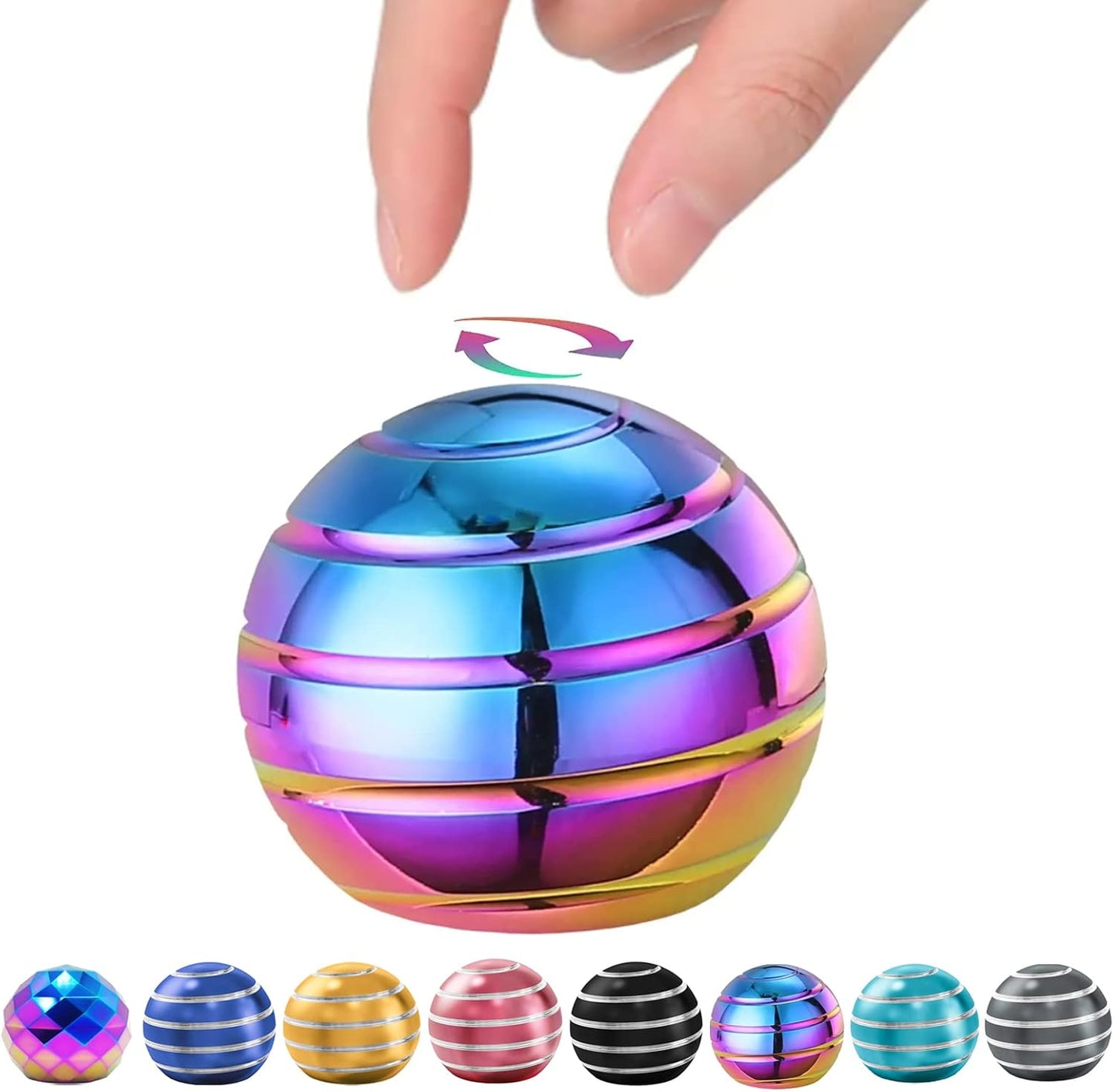 Kinetic Desk Toys, Fidget Toys Kids Adults, Adults Office Desk Toys, Metal Kinetic Fidget Spinners for Kids Party Favors, Stocking Stuffers for Kids (1.54", Rainbow)