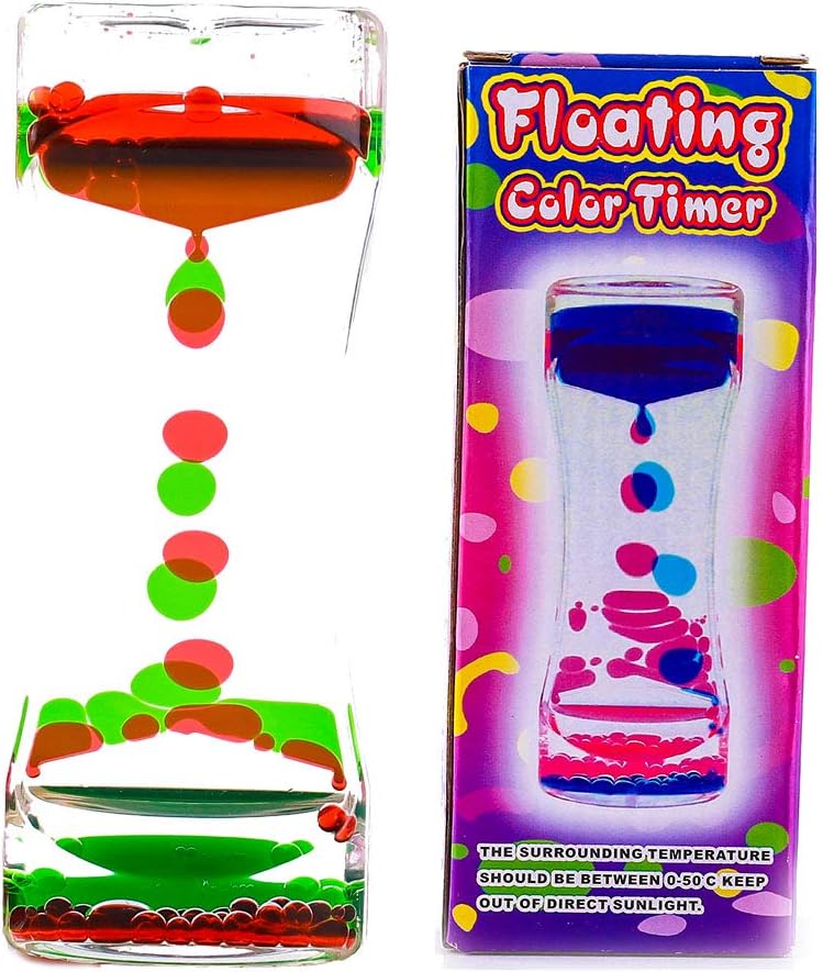 YUE Action Liquid Timer 2 Pack/Liquid Motion Bubbler Timer for Calming Sensory Toys, Autism Toys,Fidget Toy, Children Activity, Desk Toys,Novelty Gifts, Holiday Stocking Stuffers (Green+Red Set)