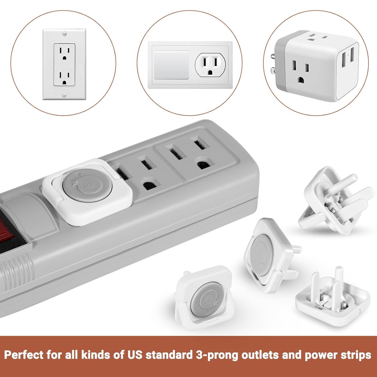 Outlet Covers Baby Proofing, 40 Pack Child Proof Plug Socket Covers Electric Plug Protectors Safety Caps to Prevent Power Shock, for US 3-Prong, Gray