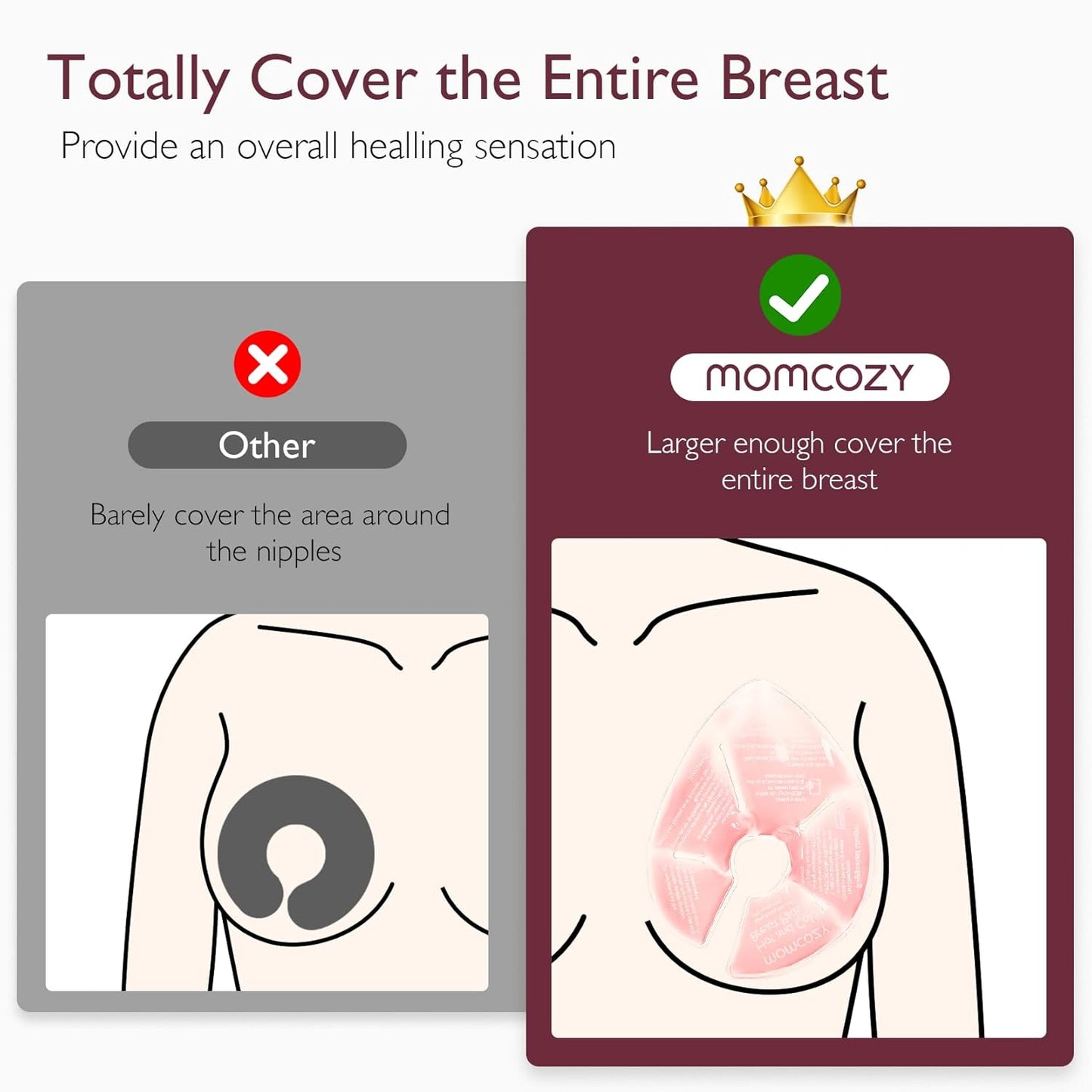 Momcozy Larger Breast Therapy Packs, Hot and Cold Breast Pads with 2 Soft Covers, Breastfeeding Essentials,2 Pack,Pink