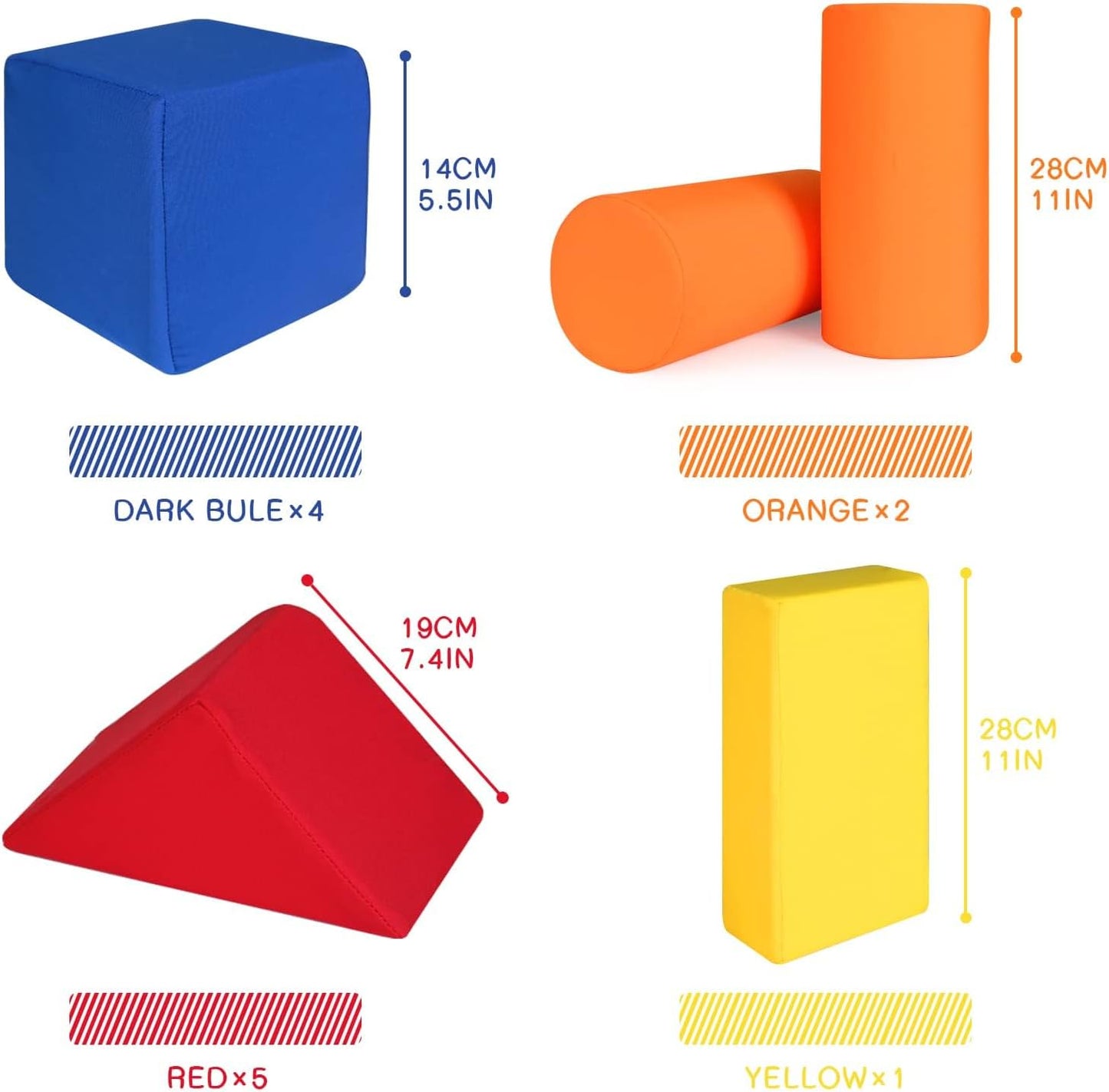 Toddler Foam Building Blocks, 12 PCS + 4 Kinds of Shapes Colourful Stacking Block Sets for Kids, Soft Foam Building Blocks Throwing Toys