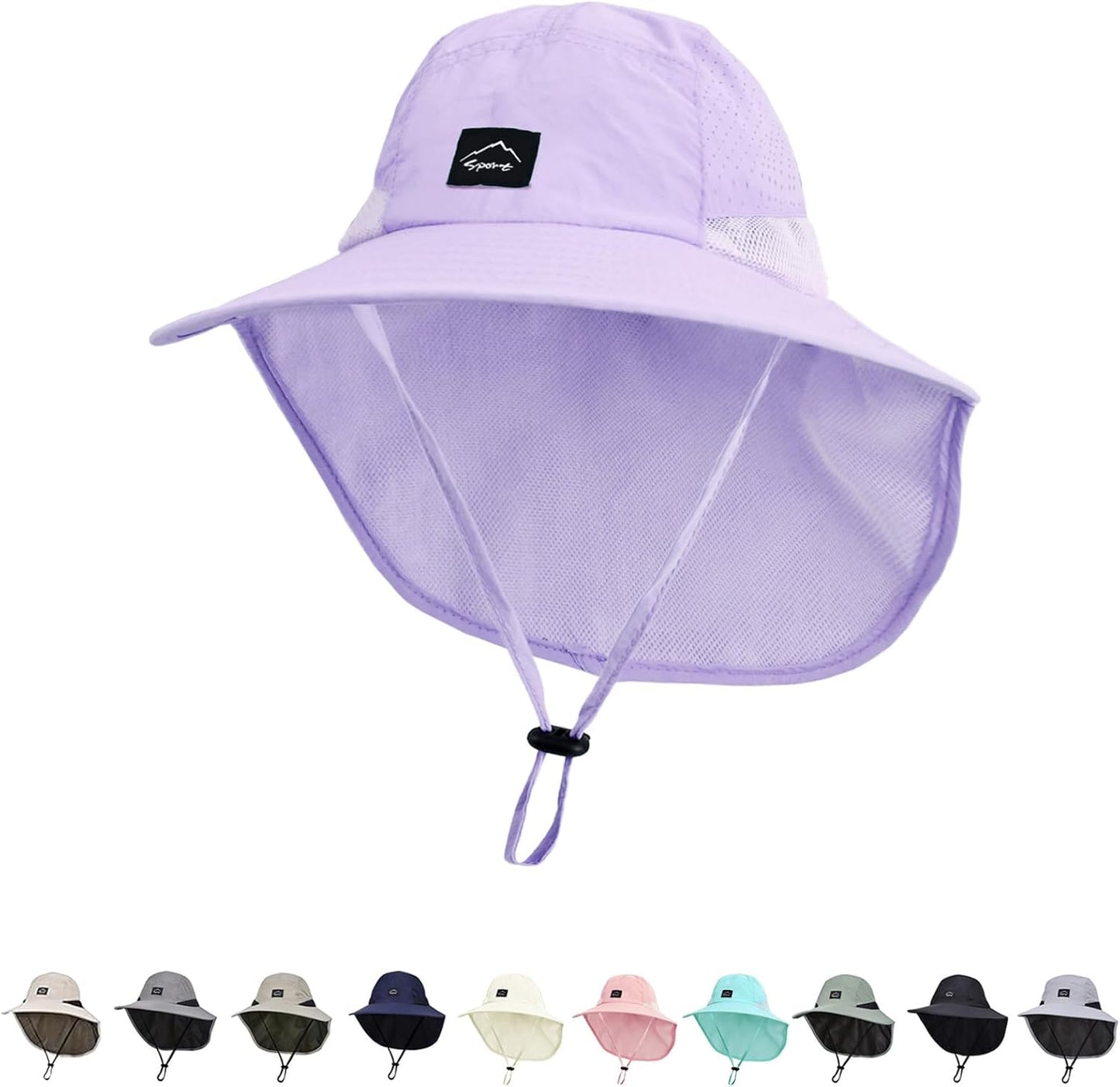 Outdoor Kids Sun Hat with Neck Flap UPF 50+ Quick Dry Beach Hats for Baby Boys Girls Age 2-12 Years Adjustable