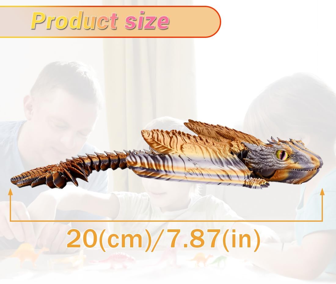 3D Printed Dragon, Feathered Wyvern Dragon, Articulated Dragon, Fidget Dragon Toys for Adult, Home Office Decor Executive Desk Toy
