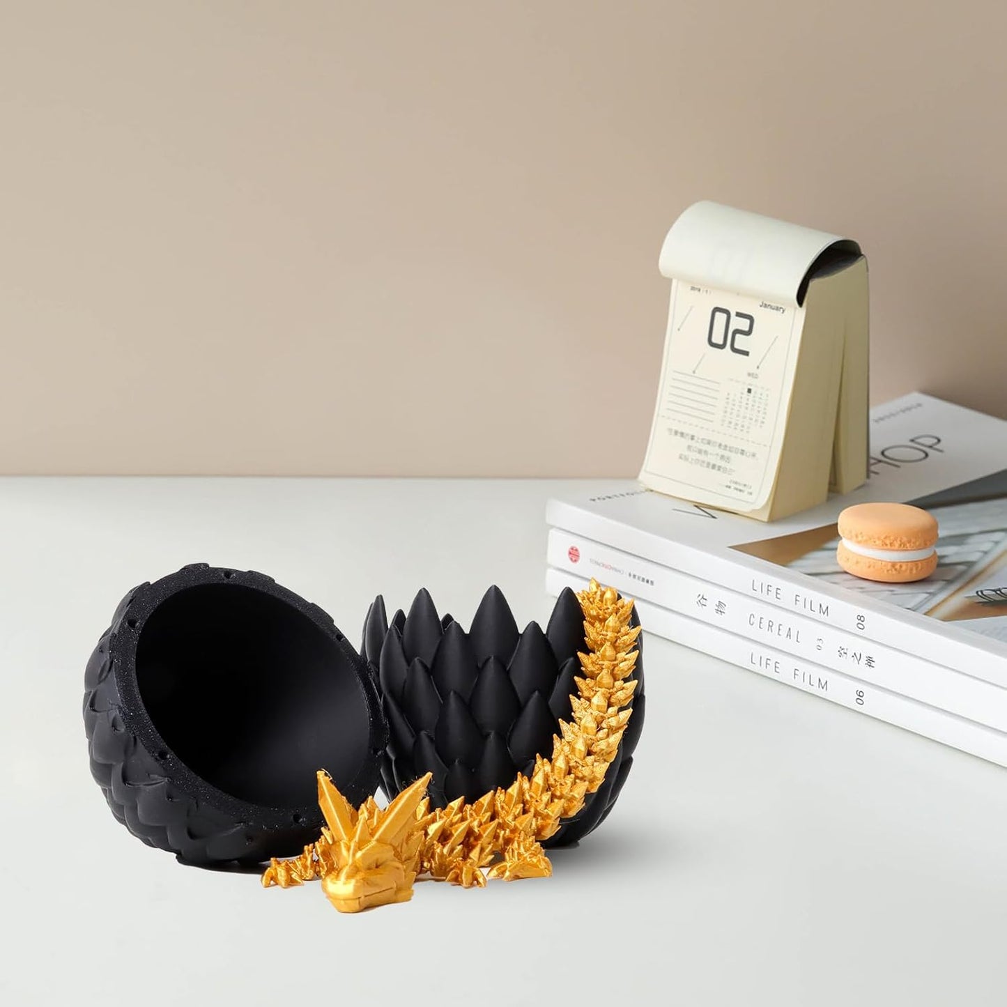 Easter Dragon Eggs 3D Printed Dragon Egg with Dragon Inside Articulated Crystal Dragon Fidget Toy Mystery Easter Suprise Home Office Decor Executive Desk Toys