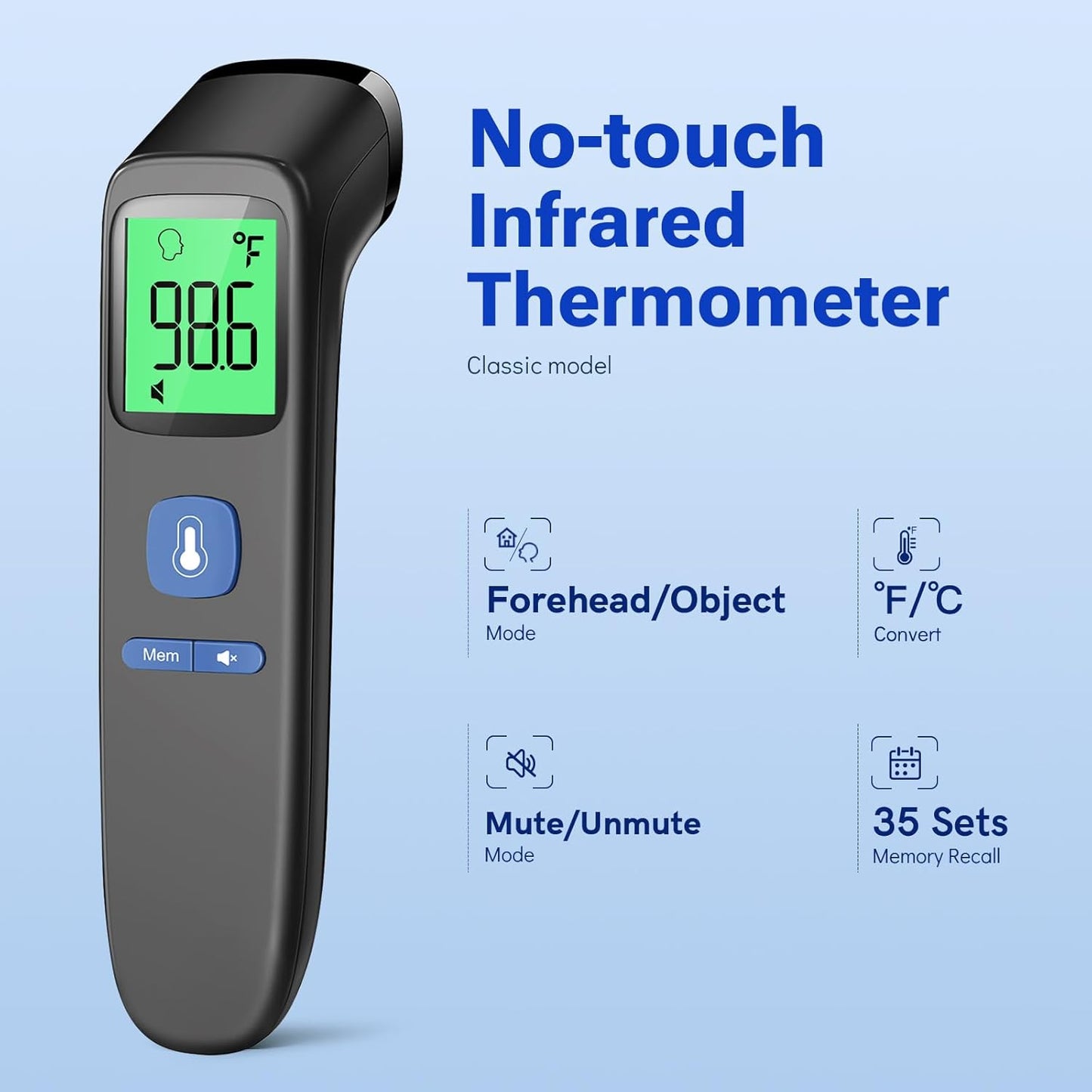 Digital Thermometer for Adults and Kids, Fast Accurate Thermometer with Fever Alarm, 1S Reading & Silent Mode, Easy-to-use -Take Quick Temperature Easily