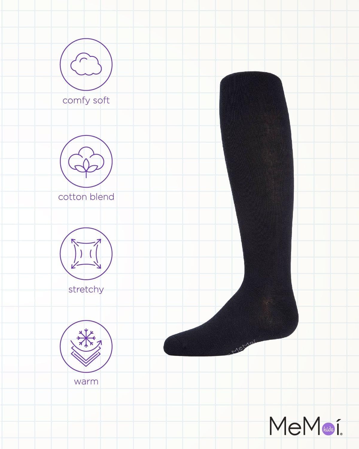 MeMoi Soft Pima Cotton Tights for Girls, Soft and Lightweight Opaque Tights for girls - Sizes 8 to 16