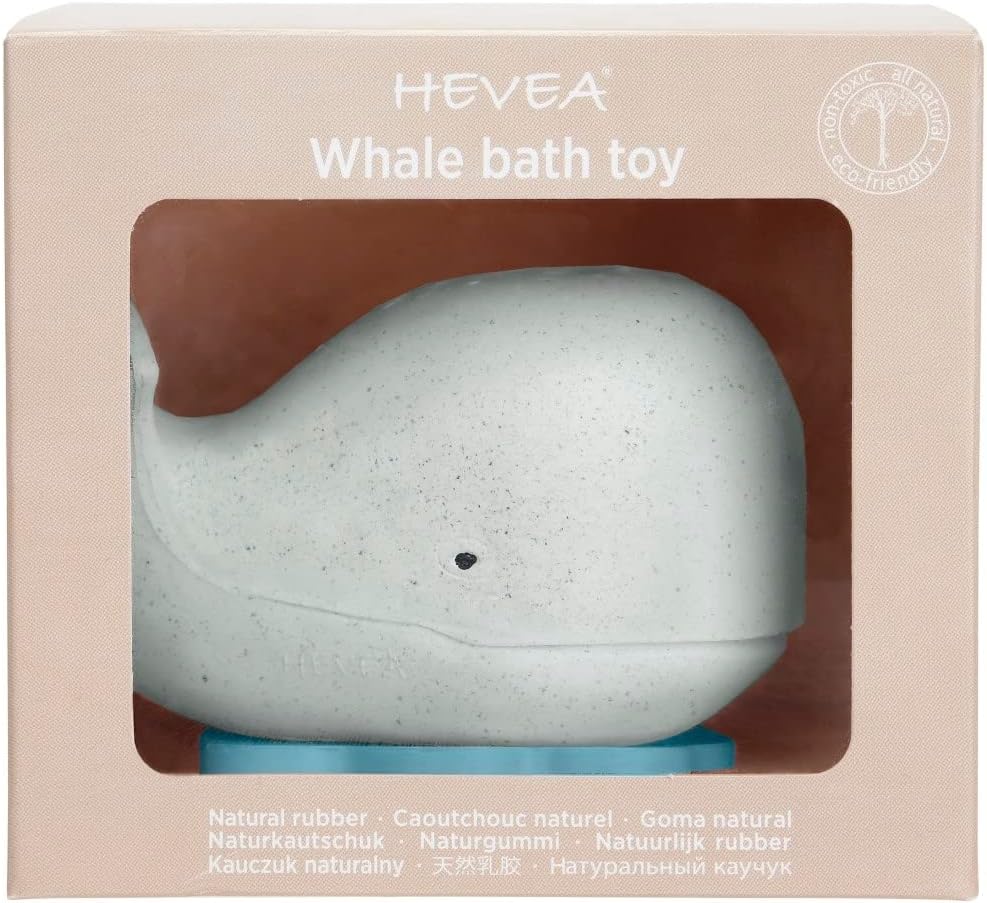 HEVEA Squeeze'n'Splash Whale Bath Toy - Bath Toy for Babies and Toddlers - 100% Natural Rubber, Plant Based, Plastic-Free, BPA-Free
