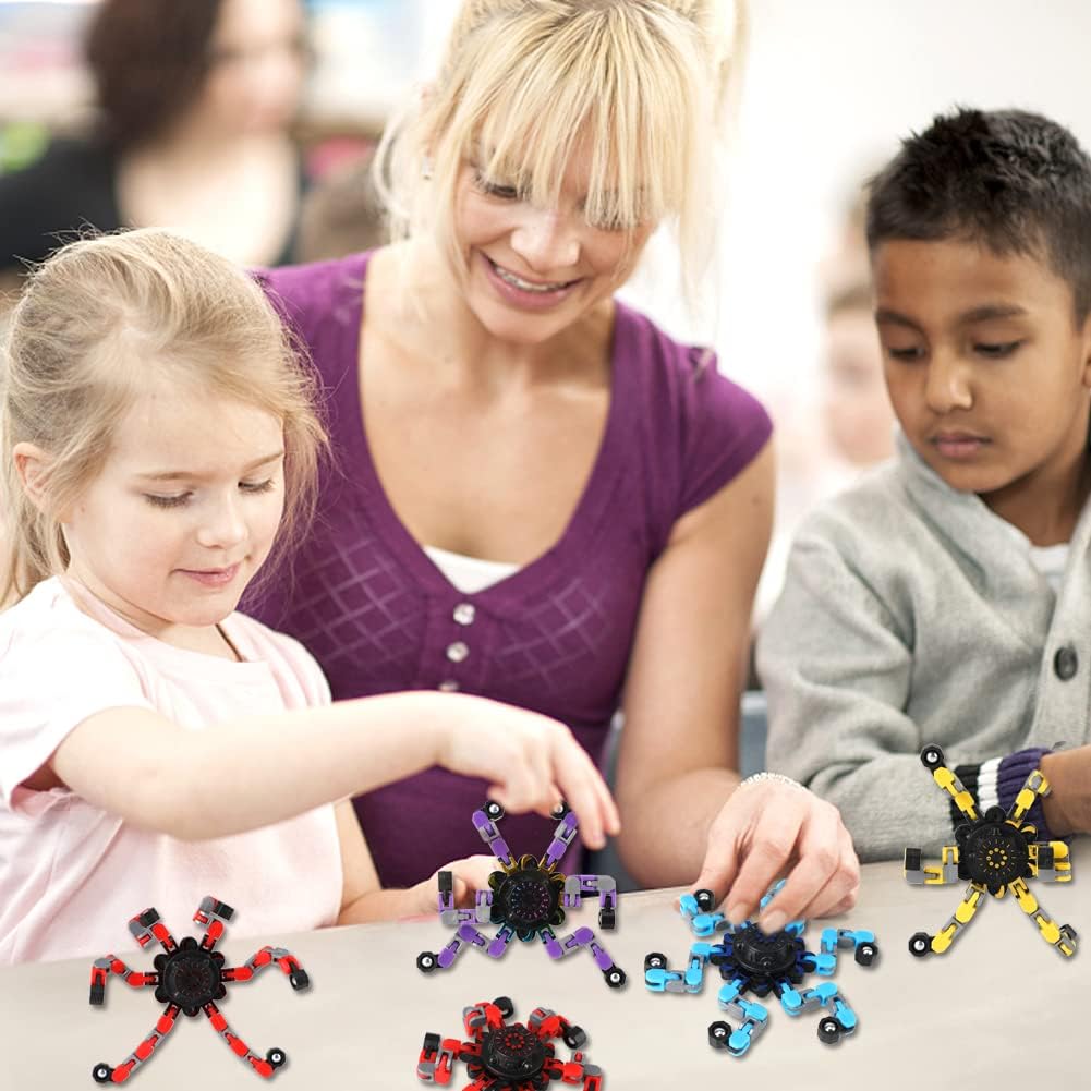 16 Pack Fidget Spinners Deformable Stress Relief Sensory Toy Robot Spinner DIY Mechanical Spiral Twister Creative Chain Gyro Toy for Goodie Bag Stuffers Party Favors Gift Prizes Novely Anxiety Toys