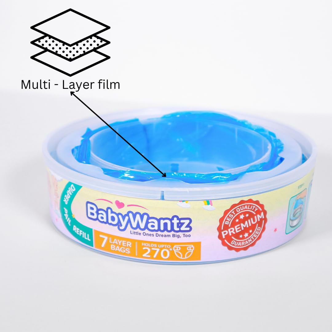 Premium Diaper Pail Refill Bags Compatible with Diaper Genie Pails - 4 Pack - Holds up to 1080 Newborn Diapers