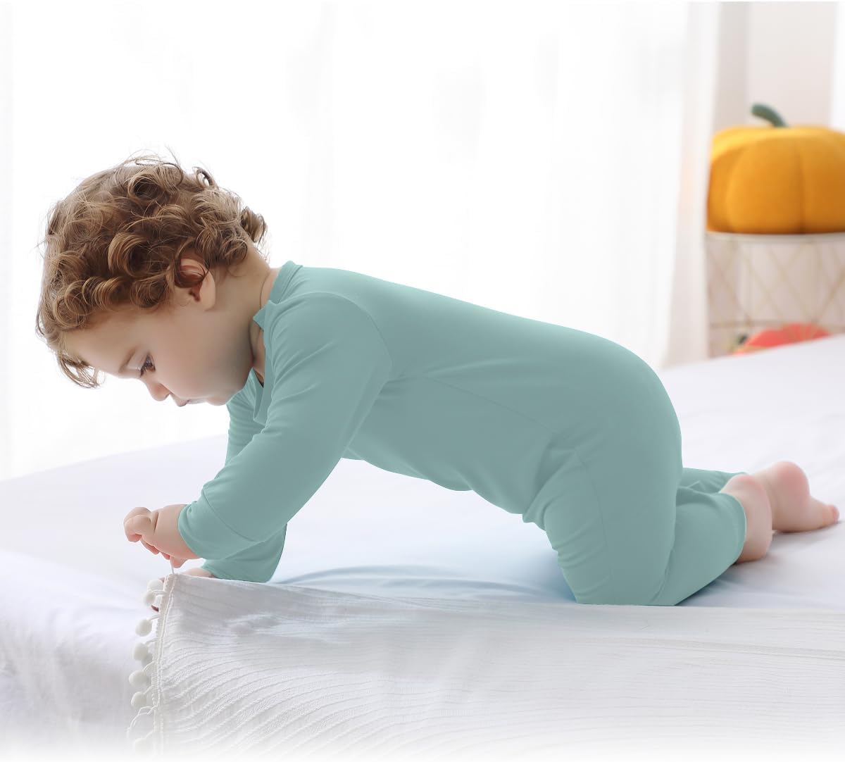 GUISBY Rayon Baby Pajamas, Long Sleeve with Snap Closure Pajamas Sleepers