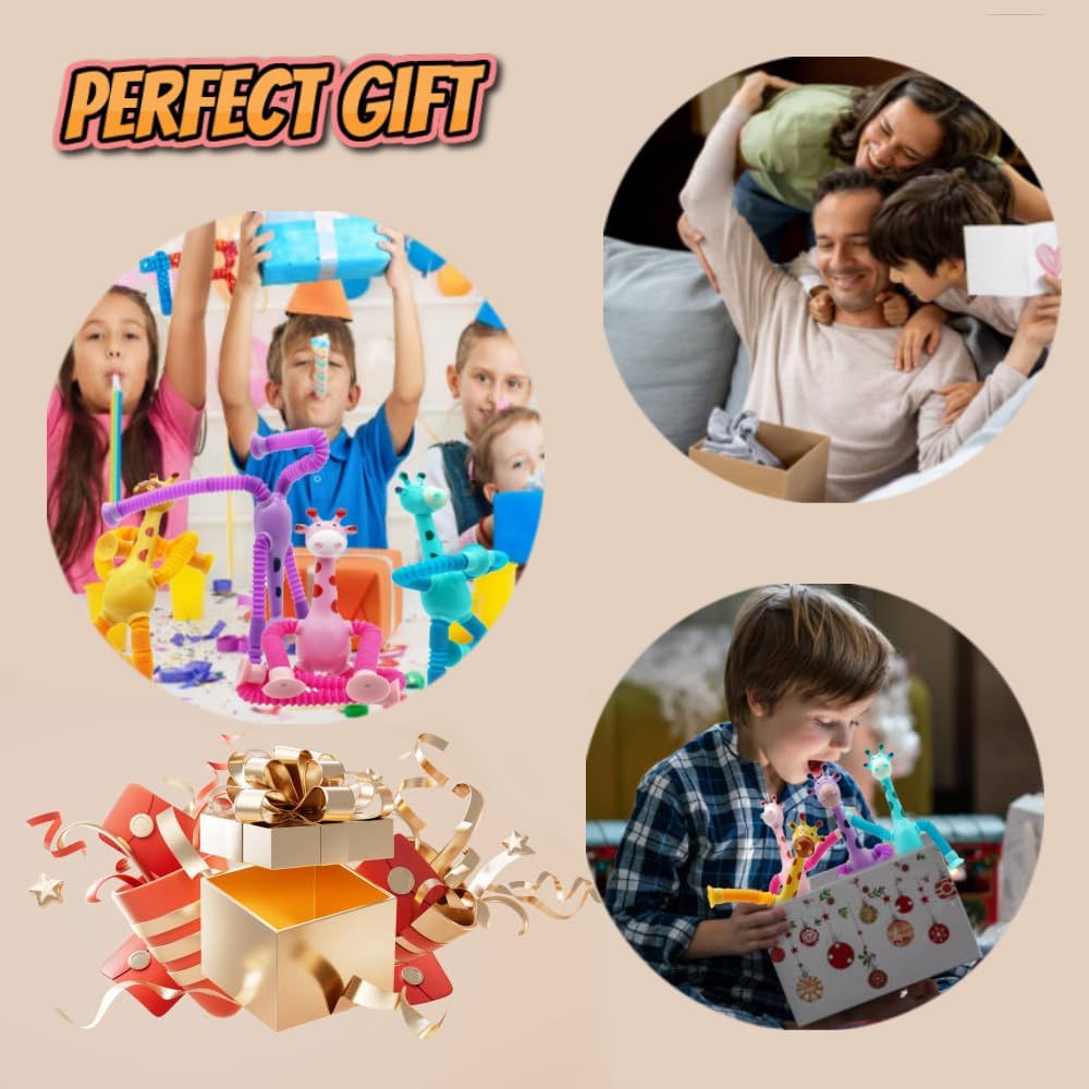 36PCS Telescopic Suction Cup Giraffe Toy,pop Tubes,Toys for Kids,Toddler Travel Toys,Toddler Sensory Toys,figette Toys,Fidget Toys for Kids,Treasure Box prizes,Small Toys for Kids prizes