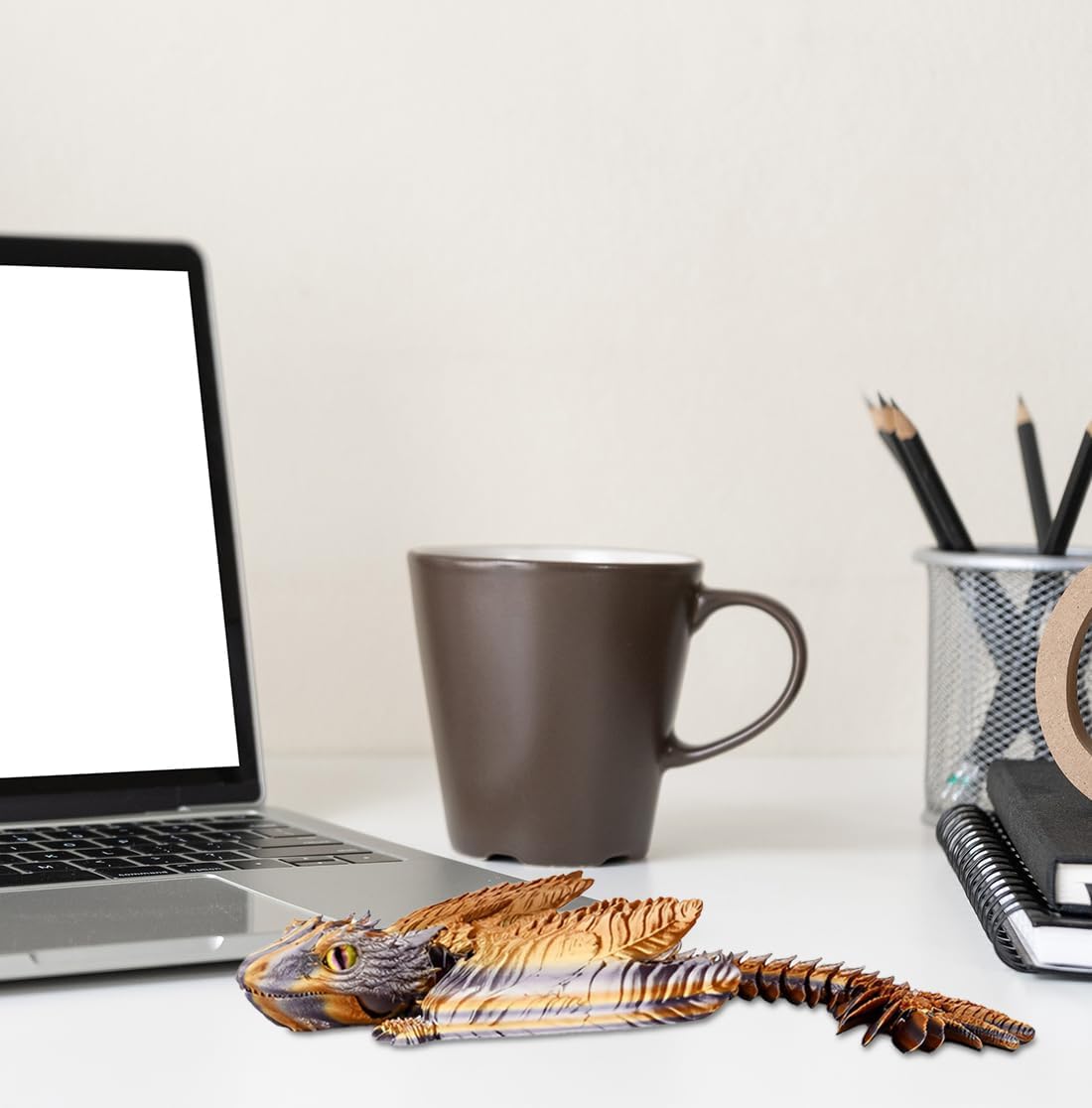 3D Printed Dragon with Wings 3D Printed Animals Articulated Dragon Fidget Dragon 3D Printed Toys Dragon Toy Desk Pets Home Office Decor (Copper)