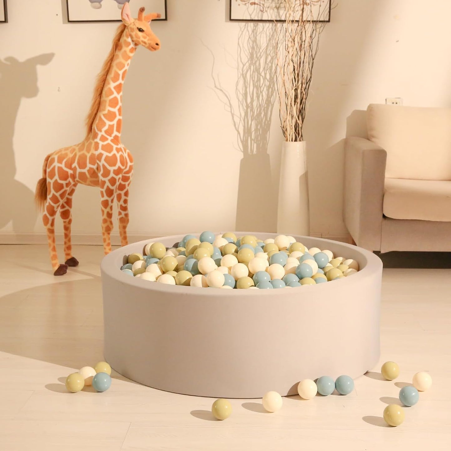 GOGOSO Balls for Ball Pit - Plastic Ball for Toddlers 1-3, Baby Kids Ball Pool Decoration,Creamy Green+Creamy Blue+ Soft White,200pcs