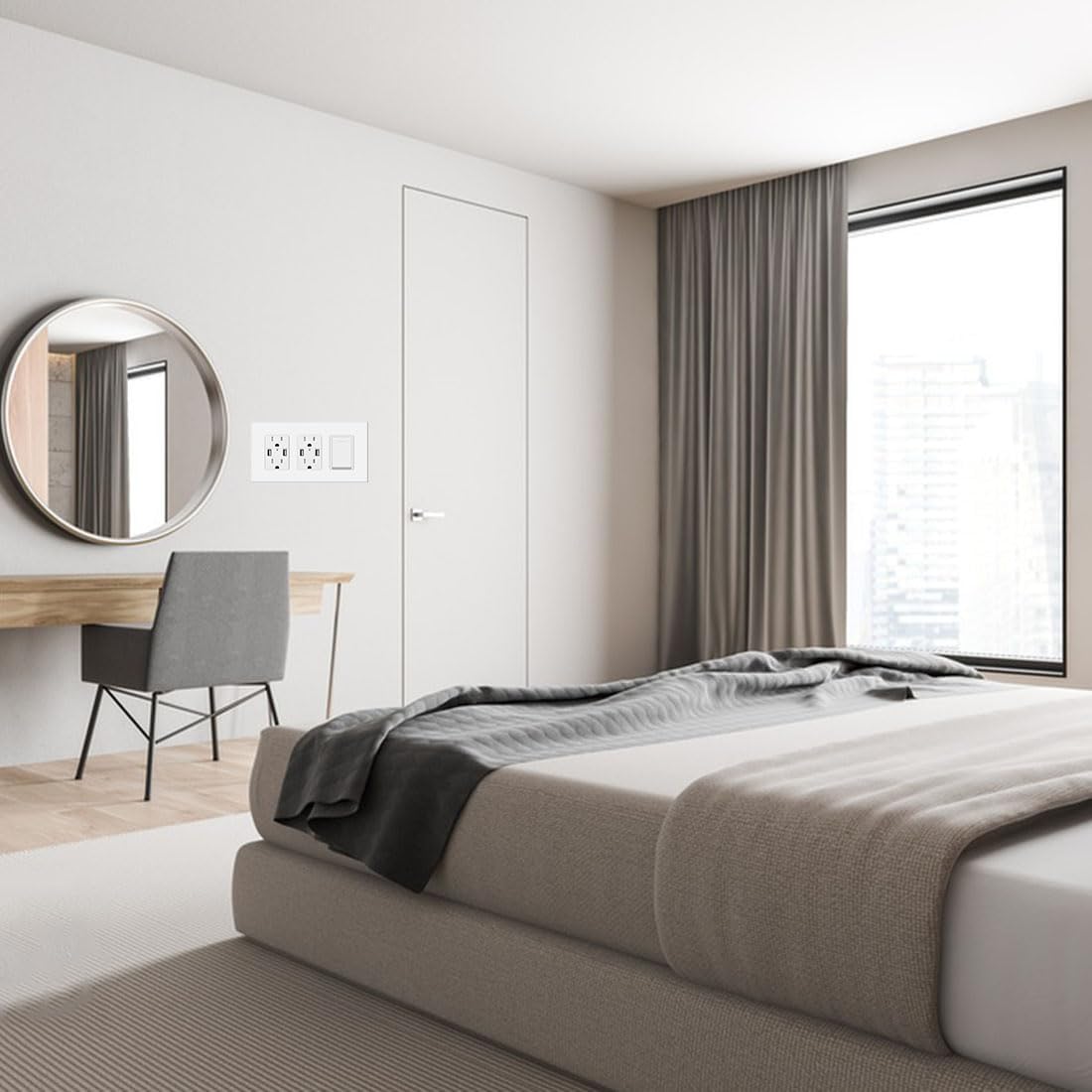 3-Gang Screwless Decorator Wall Plate Cover Switch Outlet Electrical Faceplate for Light Switche, Smart Switch, Receptacle, Dimmers, USB Outlet, GFCI, Child Safe Cover Plate, White (2-Pack)