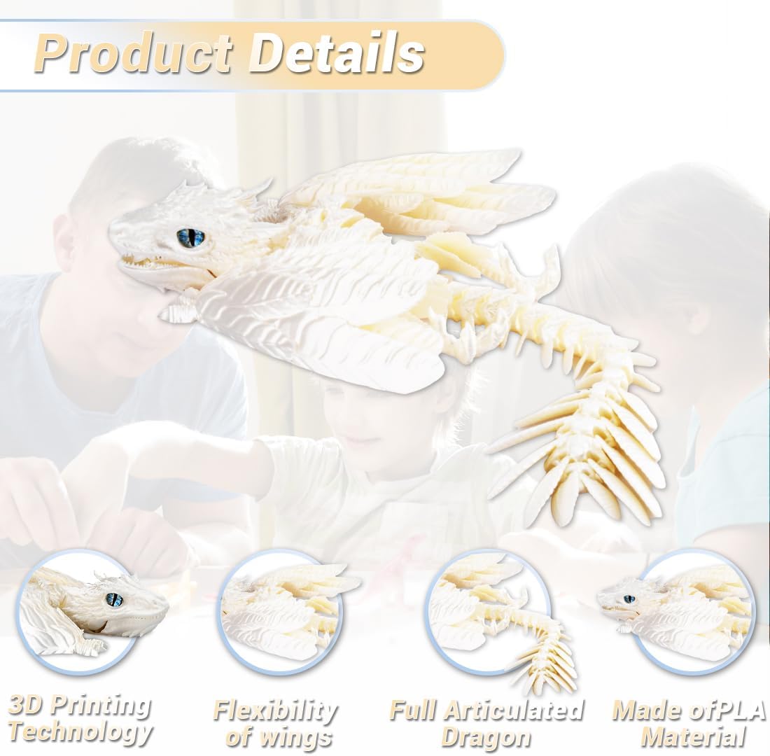 3D Printed Dragon, Feathered Wyvern Dragon, Articulated Dragon, Fidget Dragon Toys for Adult, Home Office Decor Executive Desk Toy
