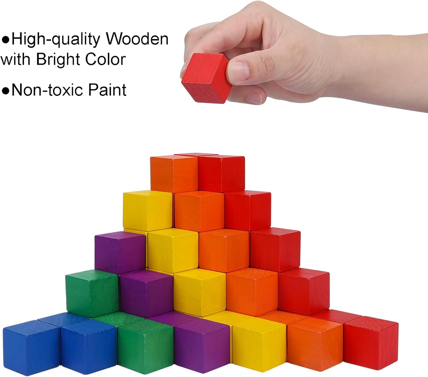 108 Pack 1 Inch Wooden Blocks, 6 Colors STEM Math Sorting Toys, Wood Building & Stacking Blocks for Toddlers, Classroom Learning Wooden Cube Blocks, Creative Play & DIY Craft for Kids Ages 3+