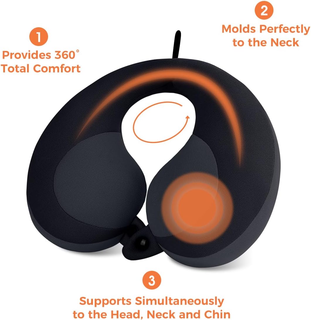 INFANZIA Kids Chin Supporting Travel Neck Pillow, Helps Support Head and Neck, Comfortably Designed for Head, Neck, and Chin Support - Ideal for Toddlers and Children,Black