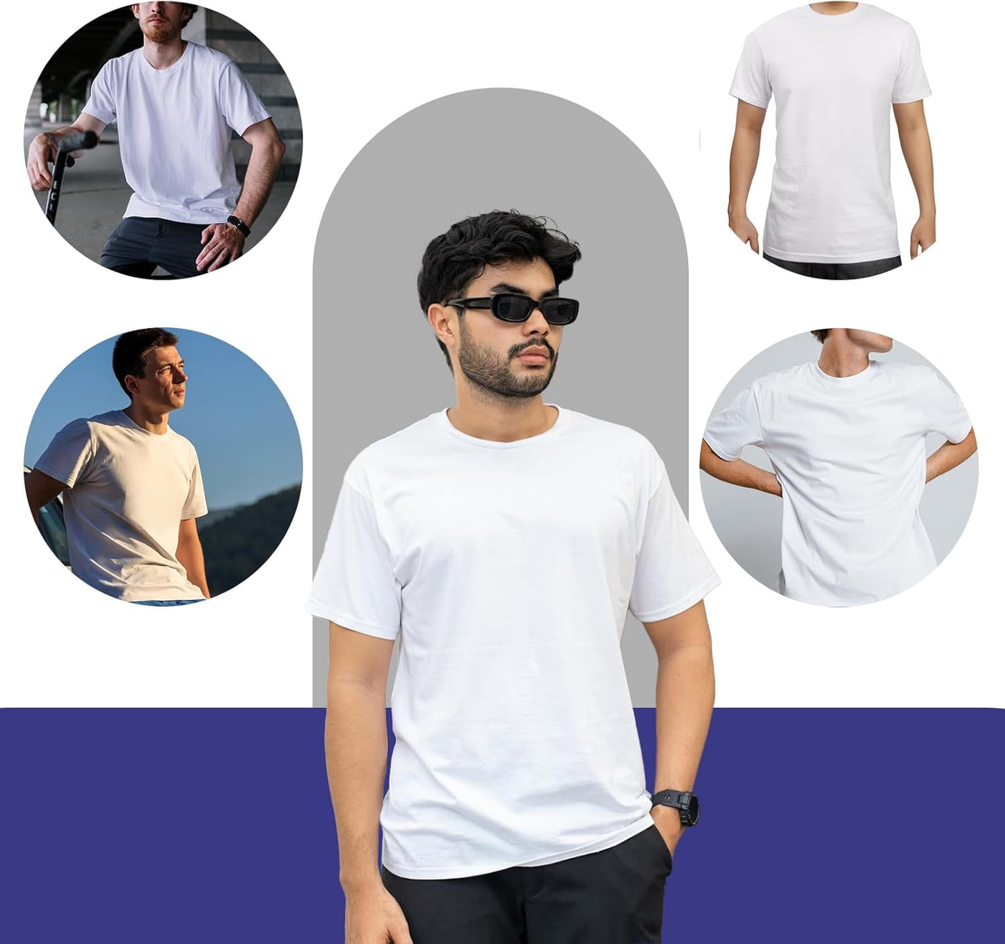 Polyester Adult T-Shirts for Sublimation, 6 Pack, White, Crew Neck, Short Sleeve