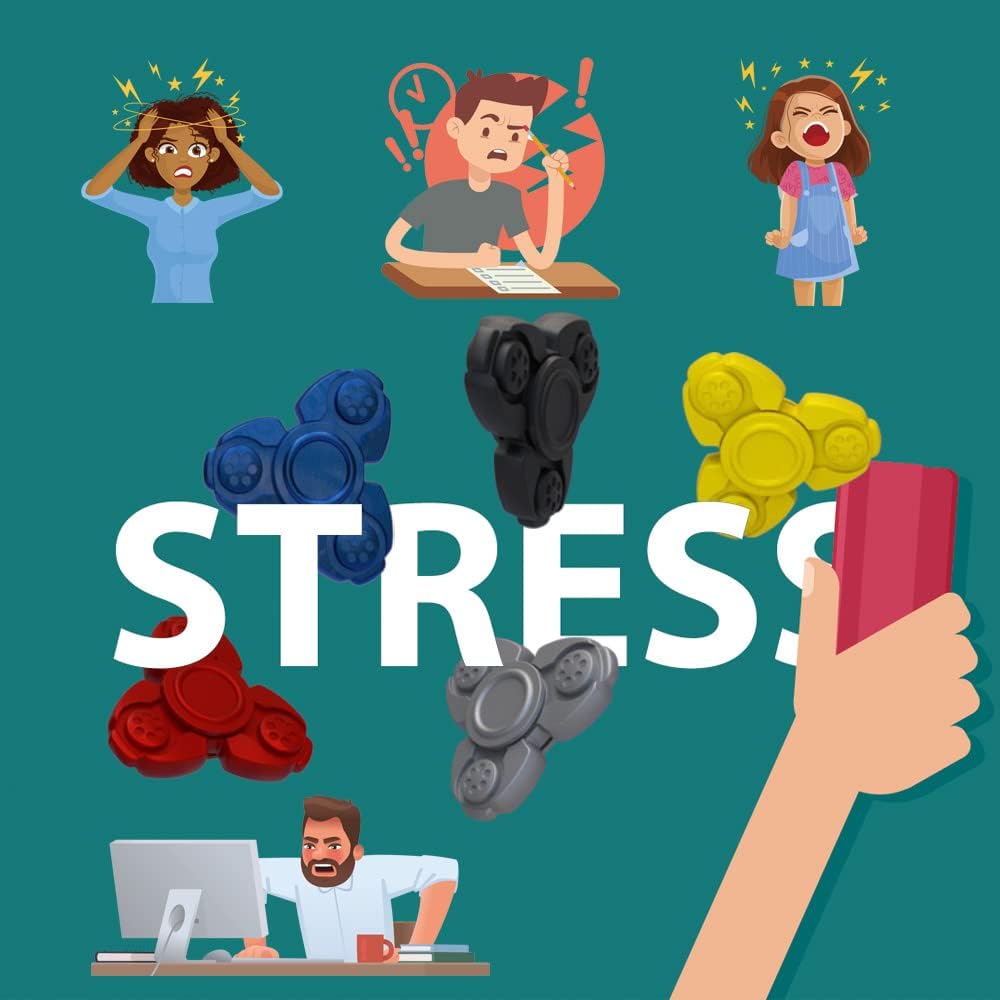 Solid Metal Fidget Spinner Sensory Novelty Hand Finger Spinning Toy Stocking Stuffers Ideas ADD ADHD Stress Relief and Anxiety Relieves Reducer for Kids and Adults. (Blue)