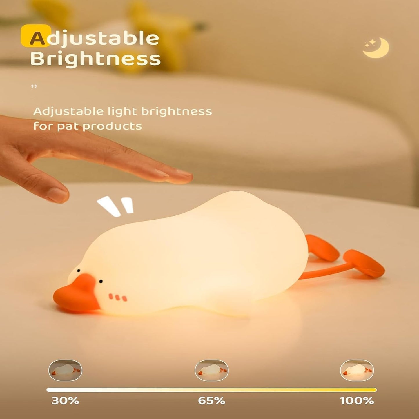Big Goose Night Light,Squishy Silicone Kids Lamp, Dimmable 3-Gear Warm Light with Tap Control, BPA-Free Baby Cut LED Nightlight for Nursery Bedrooms Camping & Party Decor