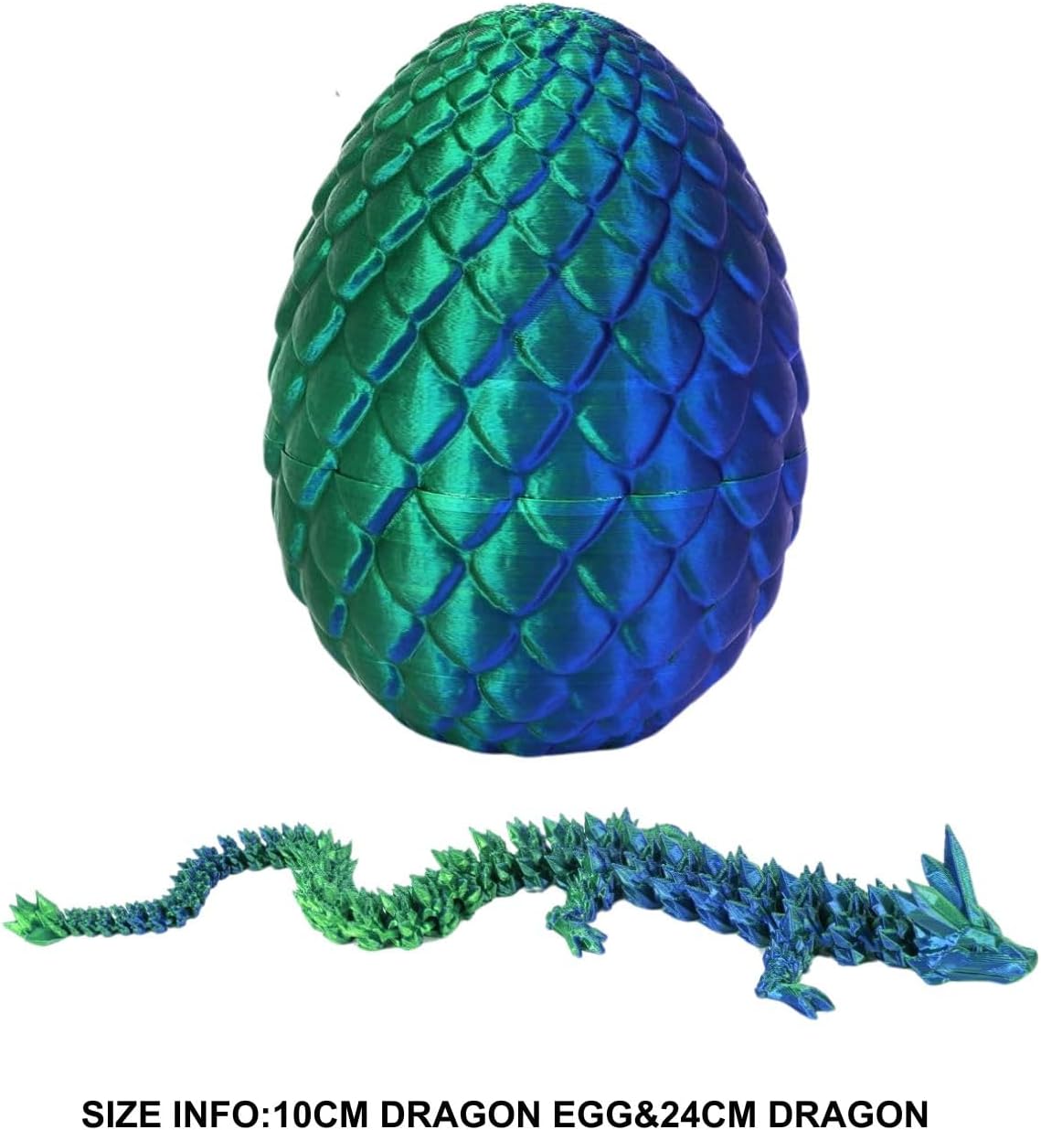 3D Printed Dragon Egg, Dragon Eggs with Dragon Inside, Crystal Articulated Dragon, Mystery Dragon Egg Fidget Toy, 3D Dragon Eggs Surprise Fidget Toy (Laser Green)