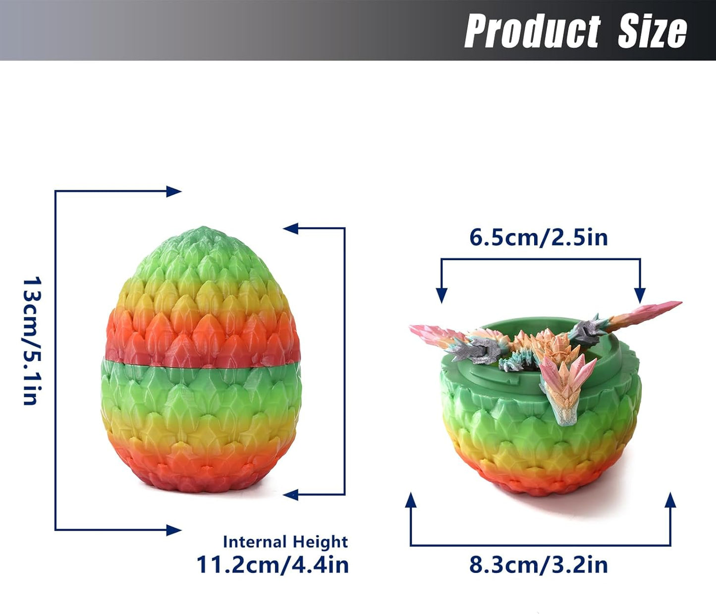 Easter Dragon Eggs 3D Printed Dragon Egg with Dragon Inside Articulated Crystal Dragon Fidget Toy Mystery Easter Suprise Home Office Decor Executive Desk Toys