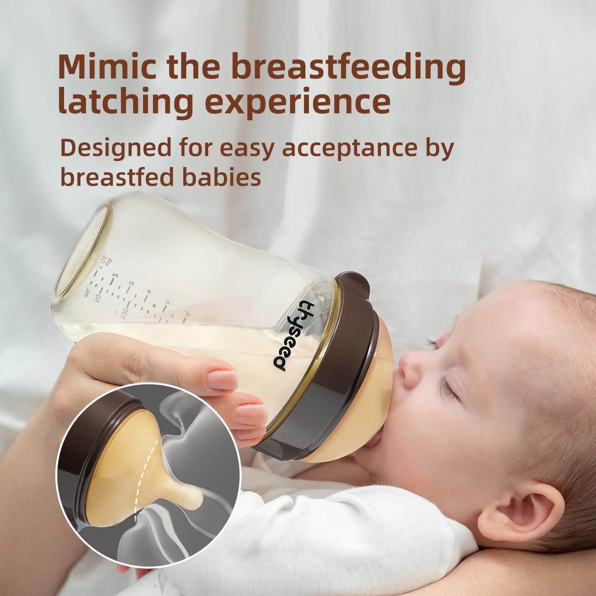 PPSU Natural Breast-Like Bottle with Nipple(0-3 Months),10oz,2pack