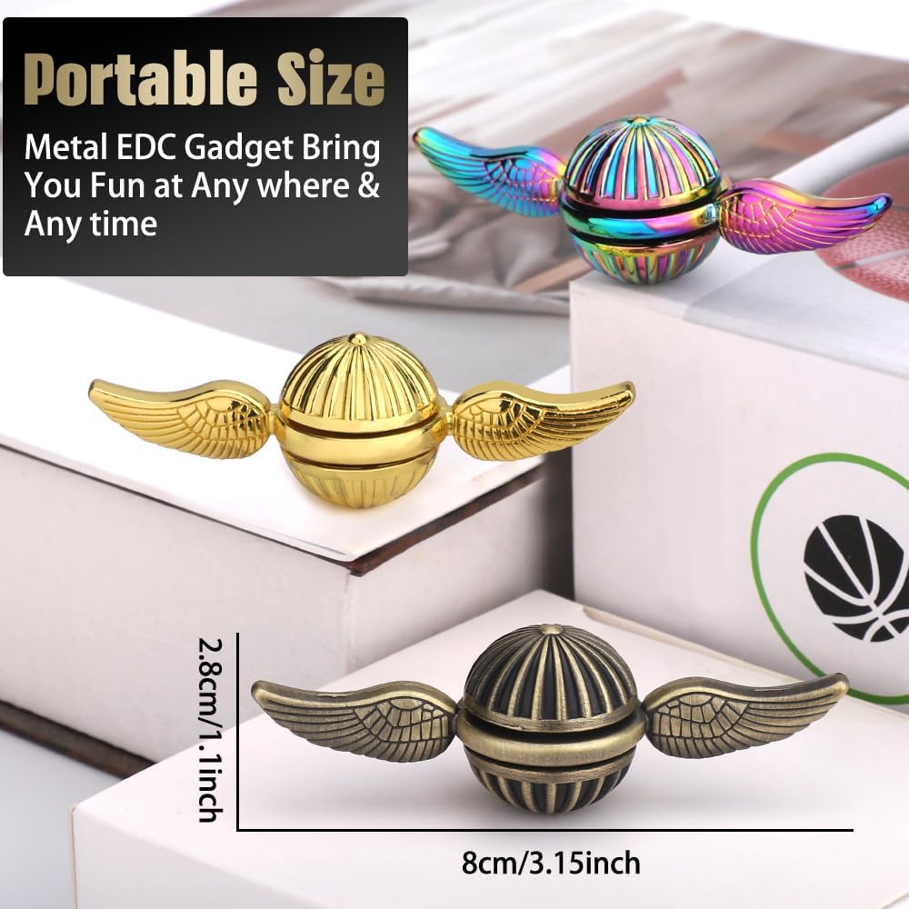 Brass Fidget Hand Spinner for Kids & Adults, Metal Finger Spinner Spinning Toys for Anxiety Relief, Reducing Boredom Cool Gadget Christmas Birthday Gifts Stocking Stuffer for Boys Age 3-12