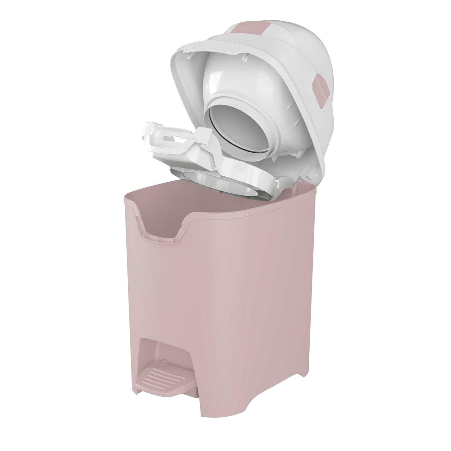 Foundations Mini Hands-Free Diaper Pail with Airtight Lid - Durable & Odorless Diaper Disposal, Large Capacity, Holds up to 30 Newborn Diapers, Refill with Any Bags - Pink