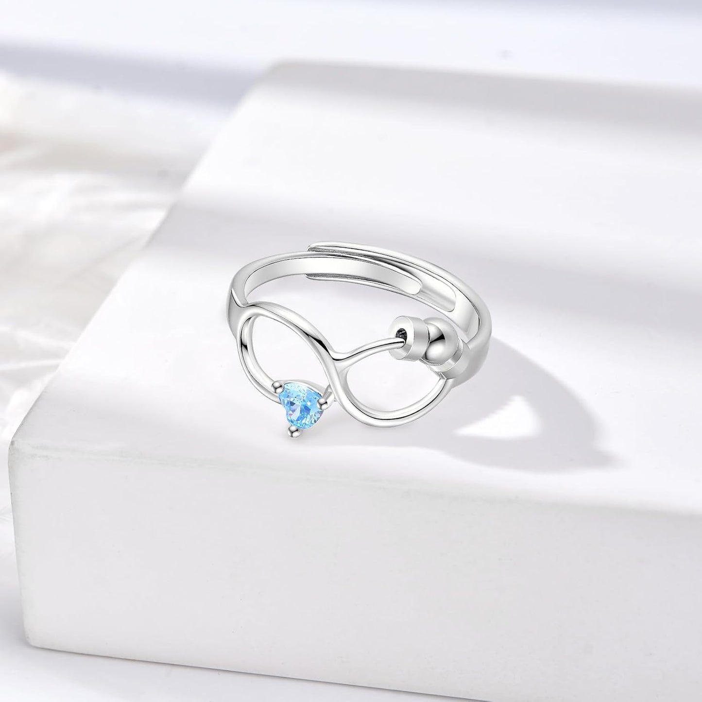 INFUSEU Funny Spinner Fidget Rings for Women Girls Anti Anxiety Stress Worry, Adjustable Size