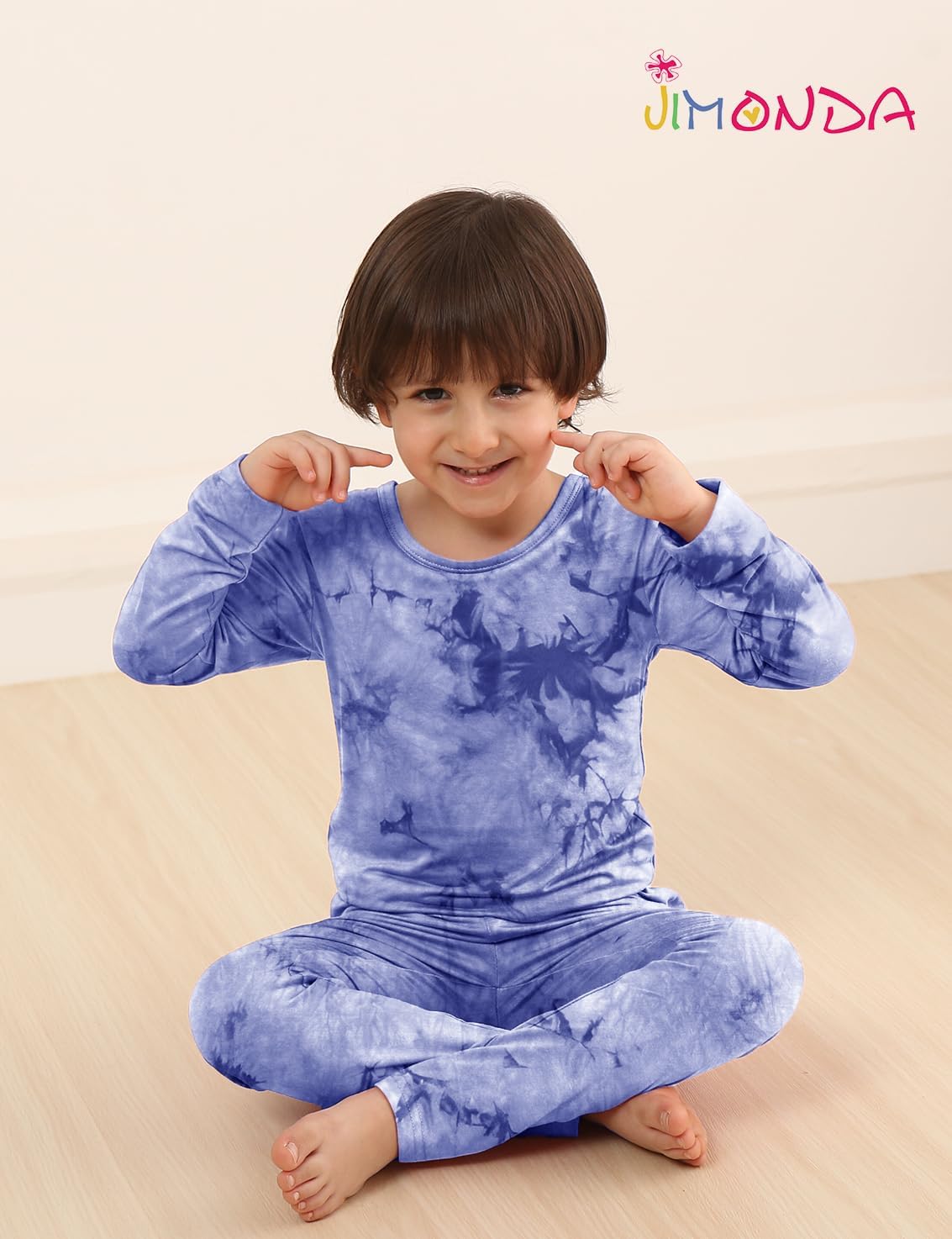 Jimonda Kids Soft Rayon From Bamboo Sleepwear Long Sleeve Boys Girls Pajama Outdoor 2-Piece tops&pant Casual sets Tie Dye PJ