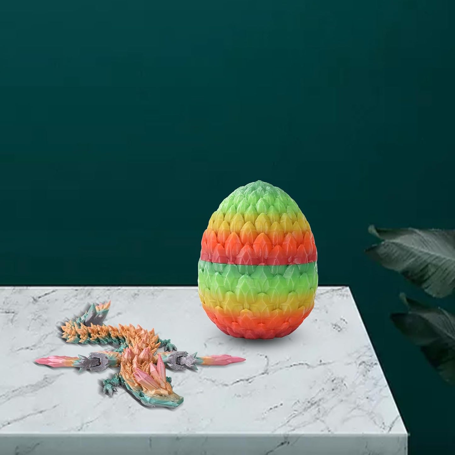 Easter Dragon Eggs 3D Printed Dragon Egg with Dragon Inside Articulated Crystal Dragon Fidget Toy Mystery Easter Suprise Home Office Decor Executive Desk Toys