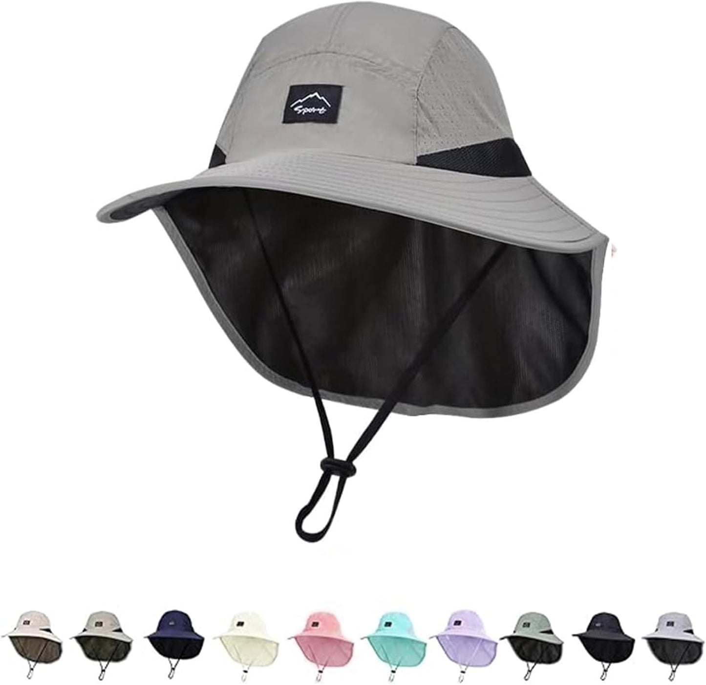 Outdoor Kids Sun Hat with Neck Flap UPF 50+ Quick Dry Beach Hats for Baby Boys Girls Age 2-12 Years Adjustable