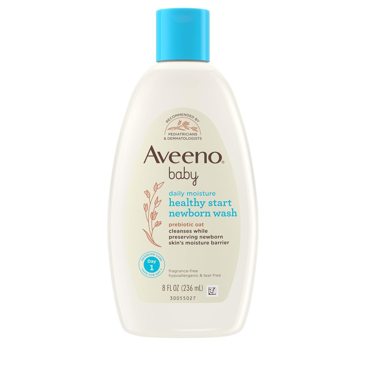 Aveeno Baby Healthy Start Nourishing Newborn Wash, Hypoallergenic Baby Body Wash with Prebiotic Oat Gently Cleanses Delicate Newborn Skin, Fragrance-Free, Tear-Free, Paraben-Free, 8 fl. oz