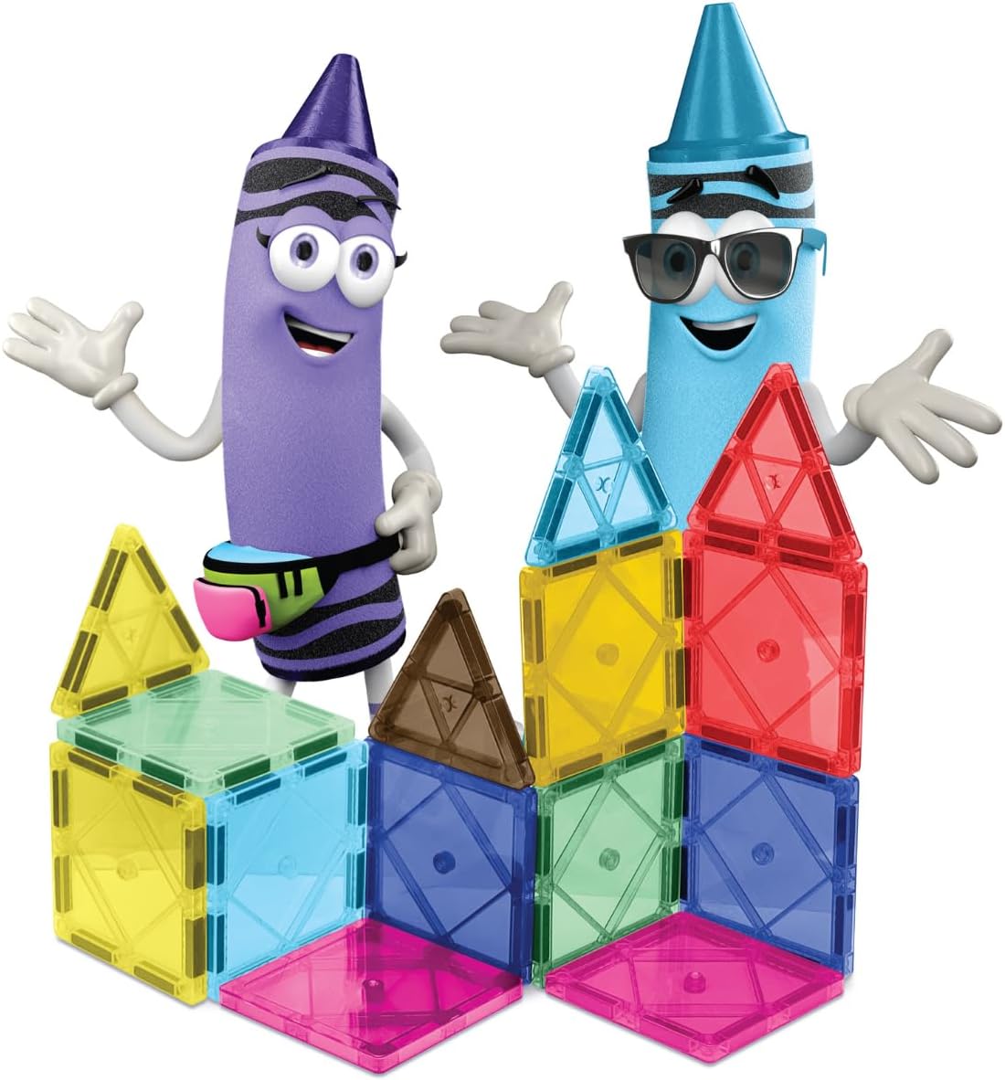 CreateOn Crayola Retro Magnetic Tiles, Building Set for Kids, Magnetic Building Toys for Kids, STEM Travel Toys for Boys and Girls Ages 3+, 14-Piece Set (Retro)