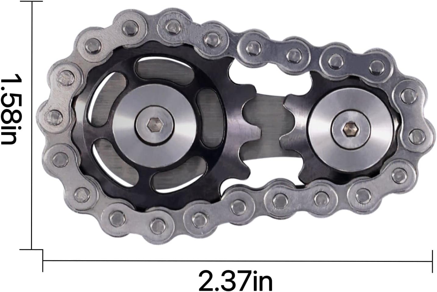 Chain Gear Fidget Spinner, Metal Sprocket Chain Fidget Toy, Stress Anxiety Relief Fidget Toy, Bike Chain Gears Novelty Toy,Metal EDC for Anxiety Relieve Boredom ADHD Autism (Dark Grey)