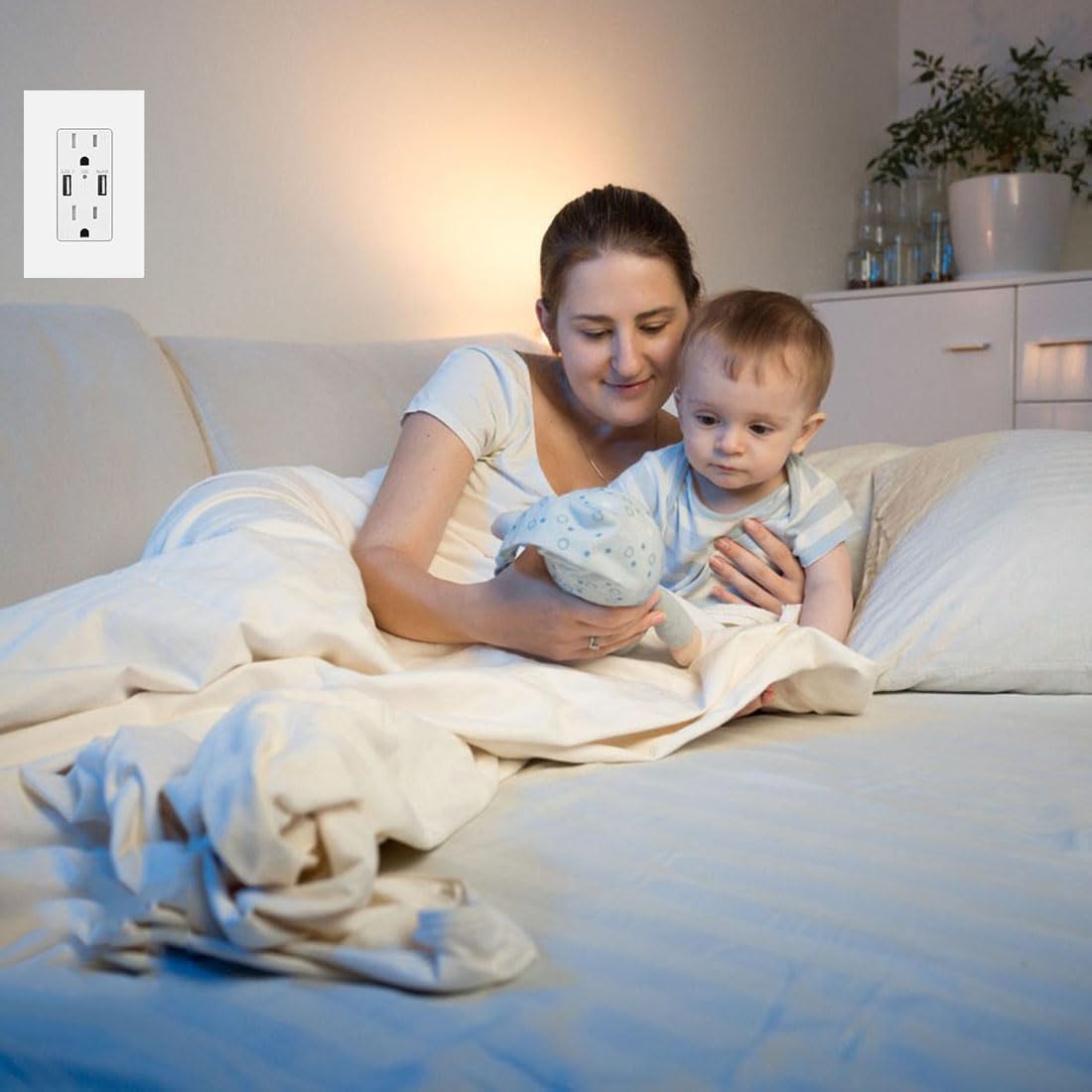 1-Gang Screwless Decora Wall Plate Cover Single Switch Outlet Electrical Faceplate for Light Switch, Smart Switch, Receptacle, Dimmers, USB Outlet, GFCI, Child Safe Cover Plate, White (10-Pack)