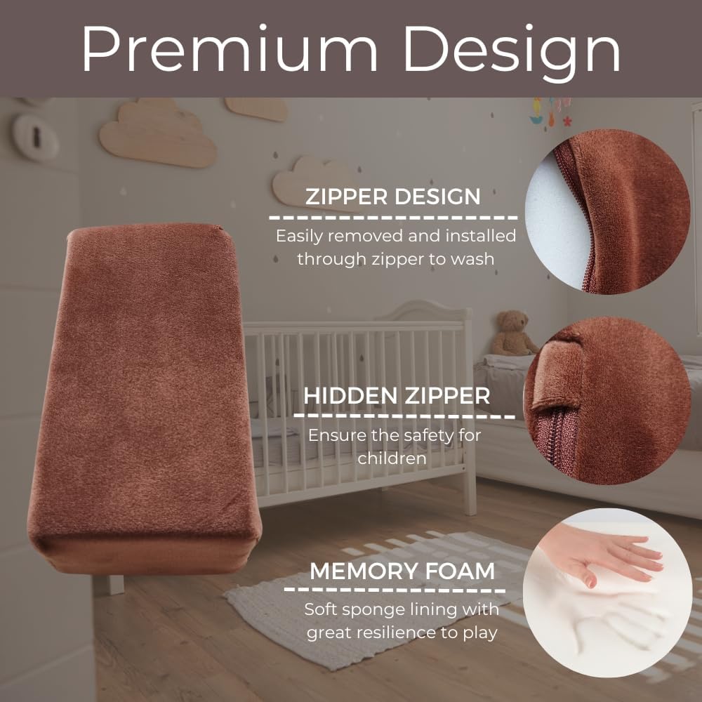 Wonder Space Plush Foam Blocks - Nursery Building & Stacking Toys for Toddlers Boys & Girls, Soft Smooth Velvet Cover, Early Education Gross Motor Skills & Brain Development (24 Bricks, Nougat)