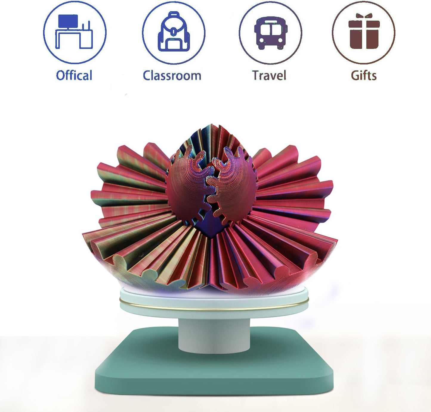 Gear Ball for ADHD 3D Printed Gear Ball Steampunk Whirling Wonder Fidget Toy Gearsphere Gear Ball for Stress and Anxiety Relaxing Fidget Ball Ideal for Sensory Needs and Autism (Laser Yellow Red Blue)